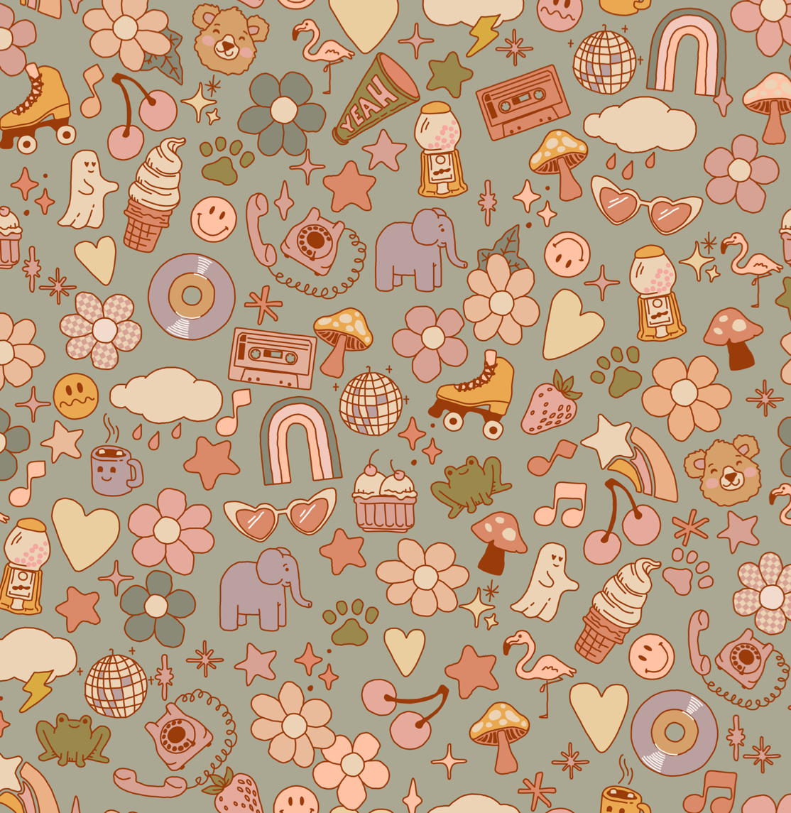 Lollie Abstract Wallpaper in Pink, Orange, and Grey