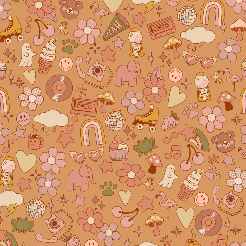 Lollie Abstract Wallpaper in Pink, Orange, and Grey