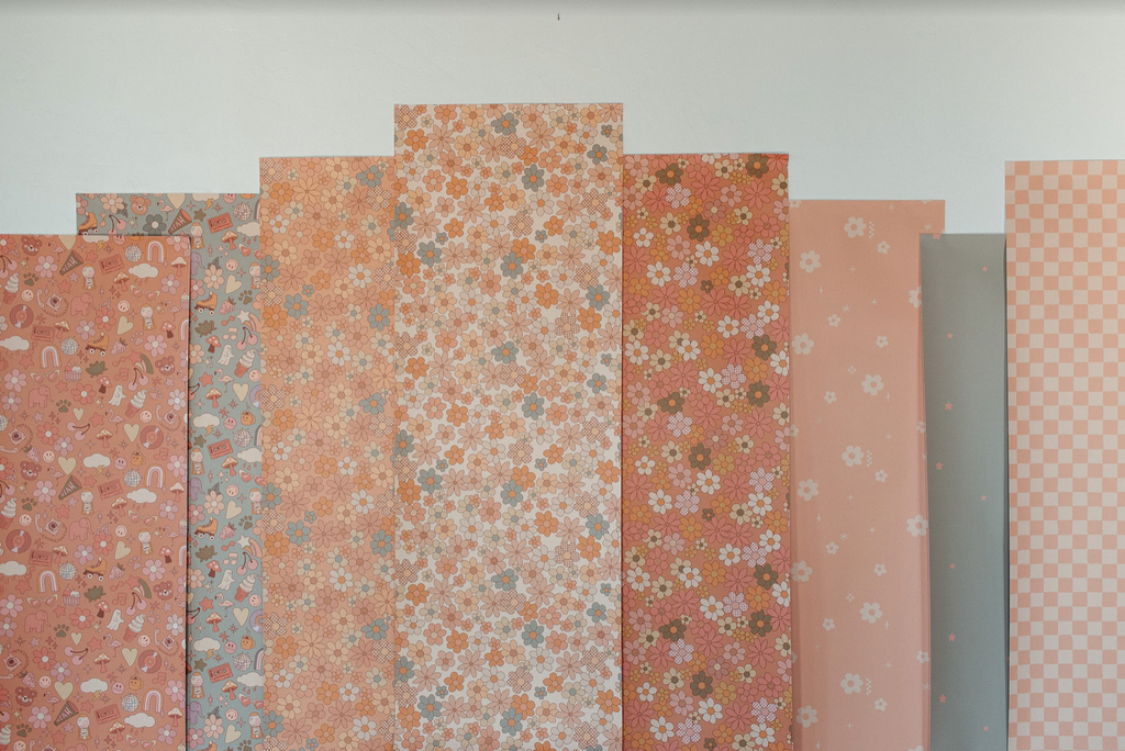 Lollie Abstract Wallpaper in Pink, Orange, and Grey