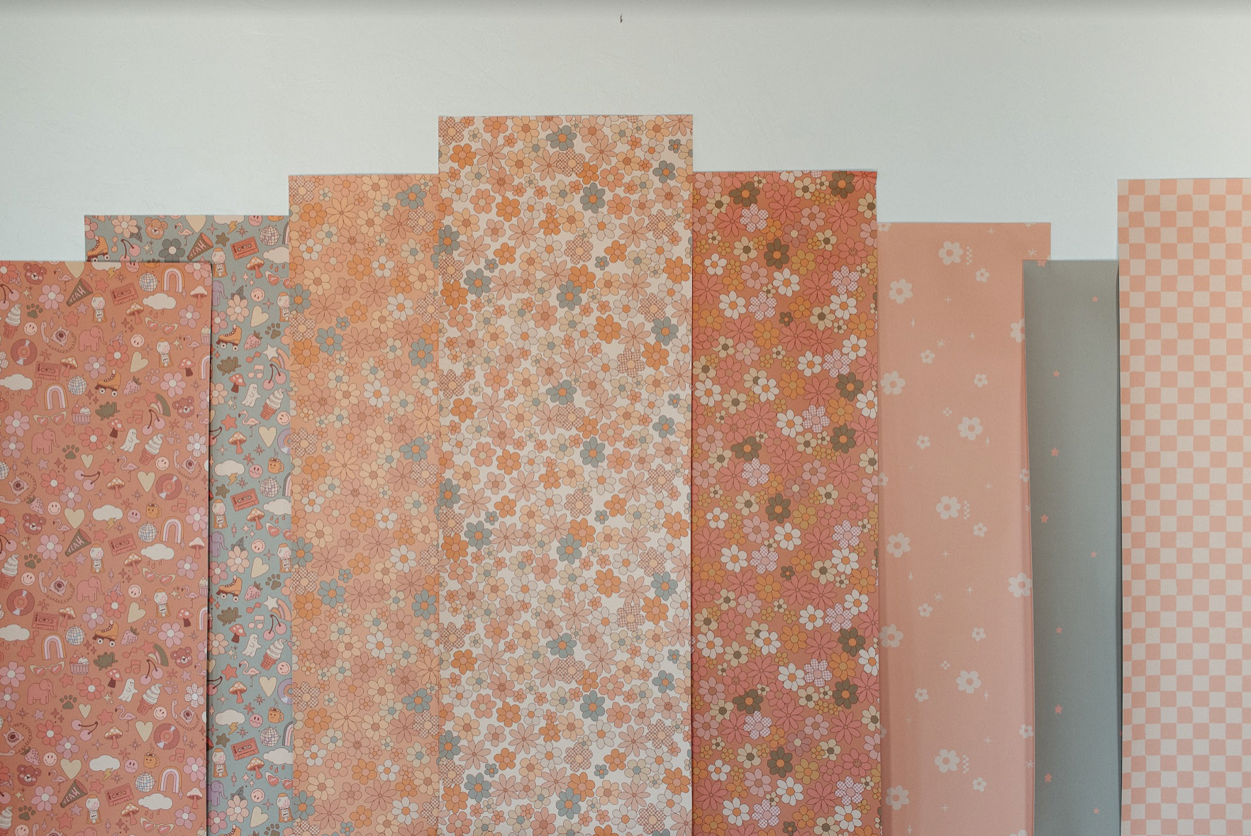 Lollie Abstract Wallpaper in Pink, Orange, and Grey