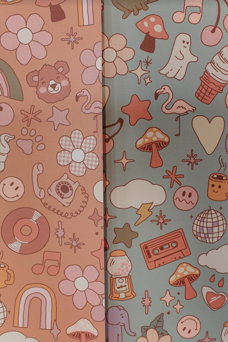 Lollie Abstract Wallpaper in Pink, Orange, and Grey
