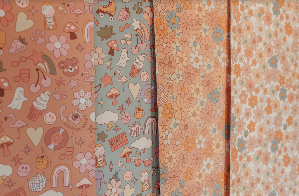Lollie Abstract Wallpaper in Pink, Orange, and Grey