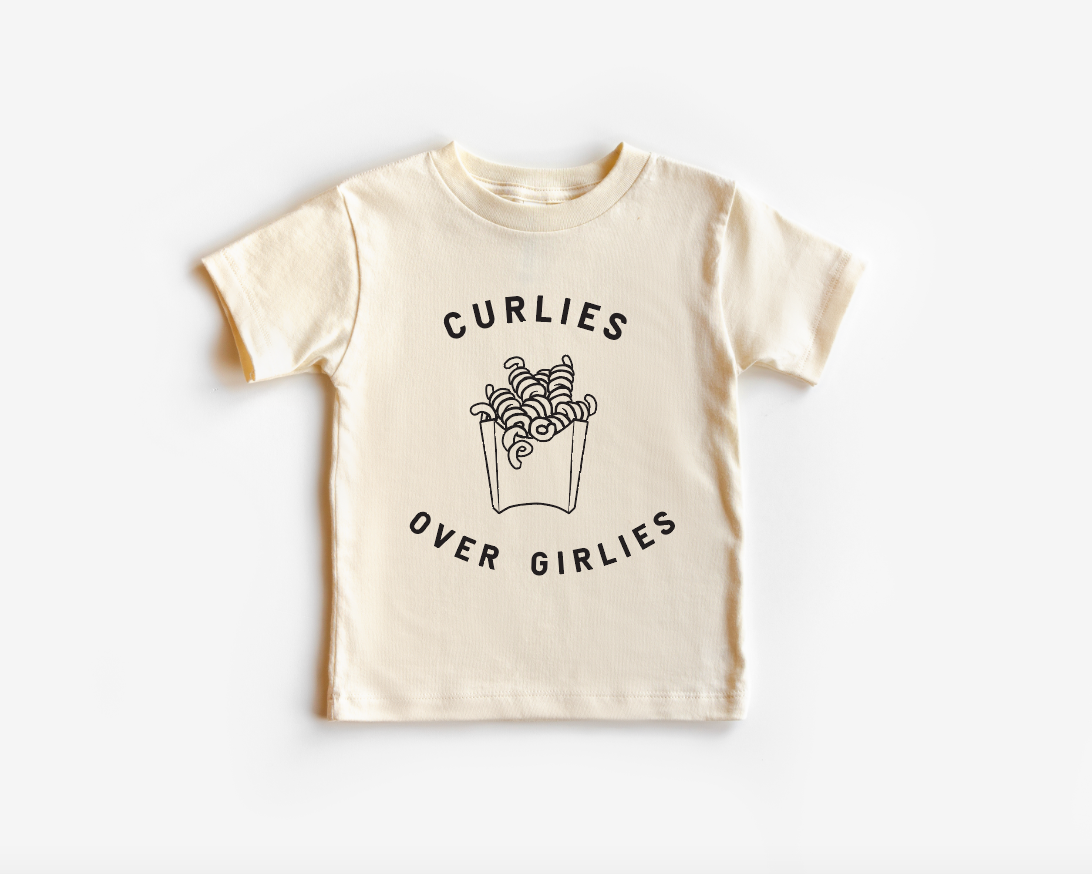 Curlies Over Girlies Unisex Crew Neck Tee - Relaxed Cotton Graphic