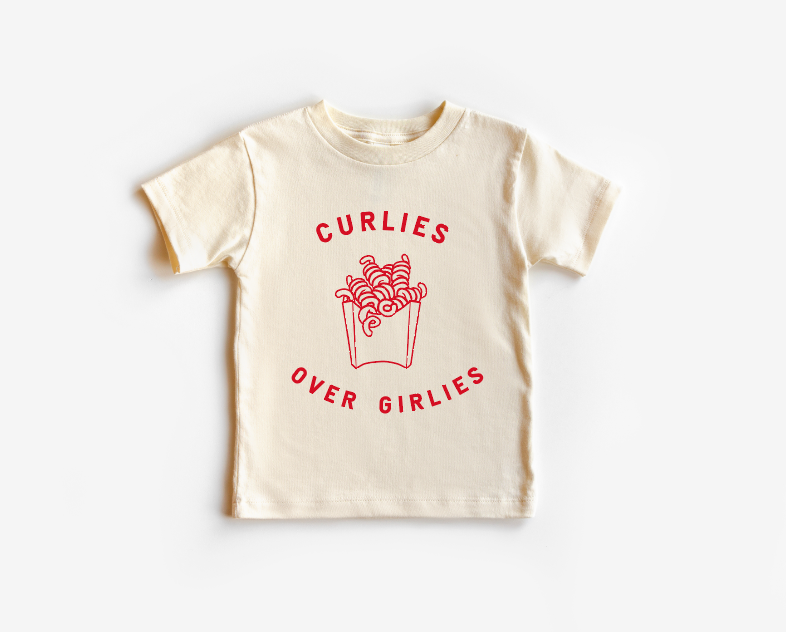 Curlies Over Girlies Unisex Crew Neck Tee - Relaxed Cotton Graphic