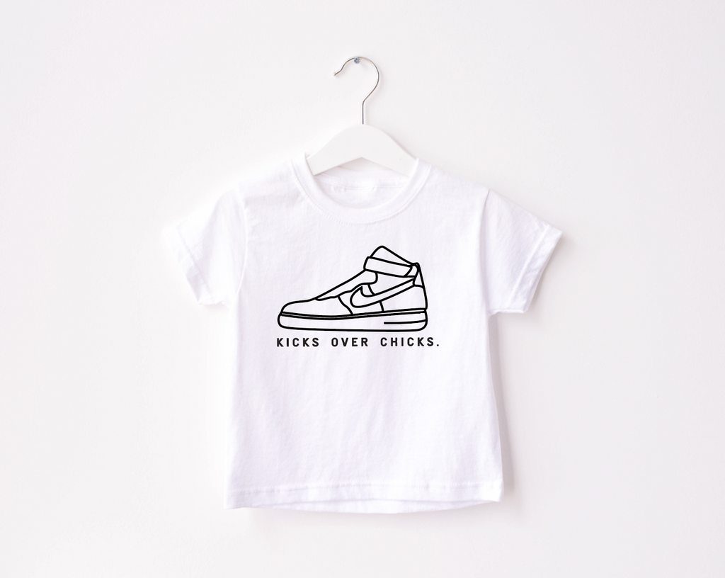 Kicks Over Chicks Unisex Streetwear Crew Neck Graphic Tee