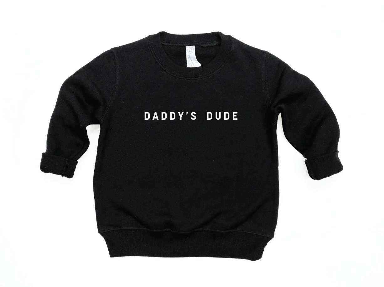 Daddy's Dude long sleeve knit toddler pullover in black and white