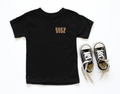 Black and cream Dad's Dude pocket style t-shirt for children.