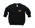 Minimalist black and tan knit pullover with Dad's Dude graphic.