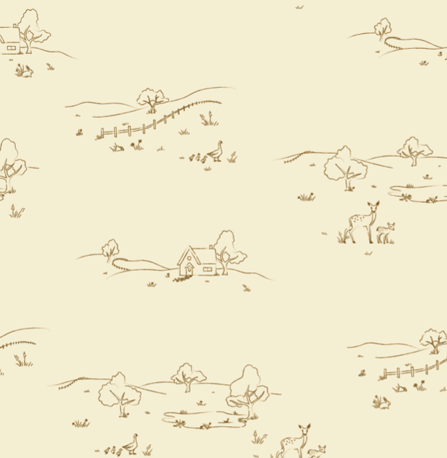 Bennet Wallpaper in Tan and Cream Traditional Farmhouse