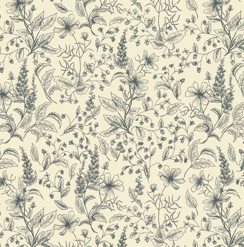 Collins Floral Wallpaper in Blue and Cream Vintage Cottagecore