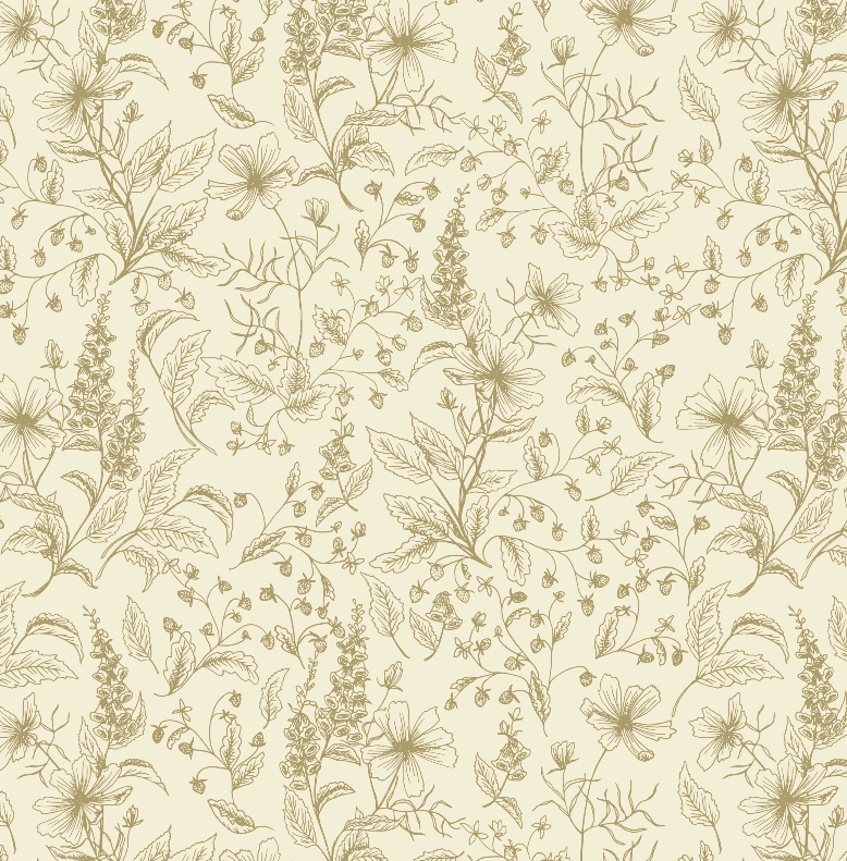Collins Floral Wallpaper in Blue and Cream Vintage Cottagecore