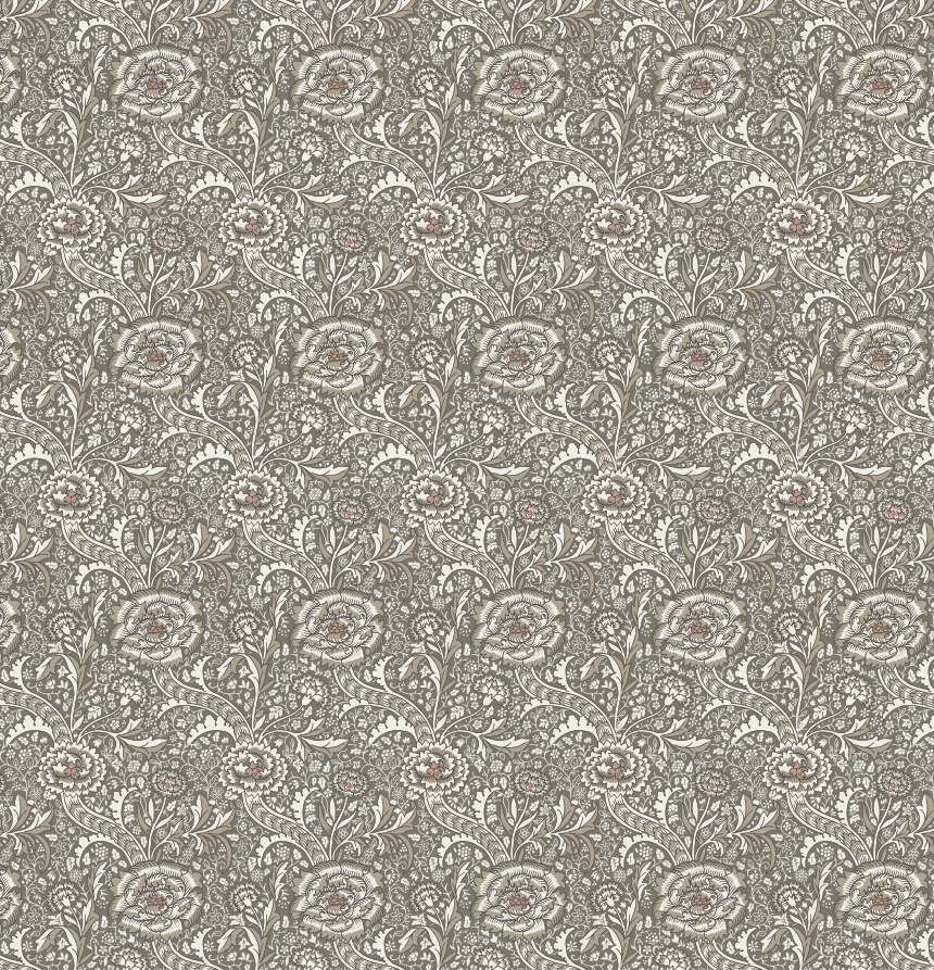 Annika Traditional Floral Wallpaper - Sage-Green, Cream & Brown