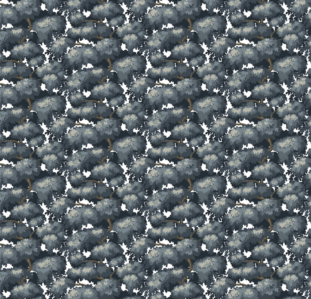 Anders Traditional Wallpaper in Green, Navy, and White