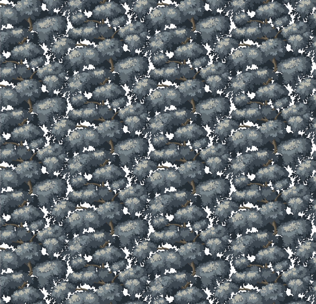 Anders Traditional Wallpaper in Green, Navy, and White