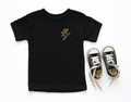 Unisex pocket tee featuring a lightening bolt design in black and white.