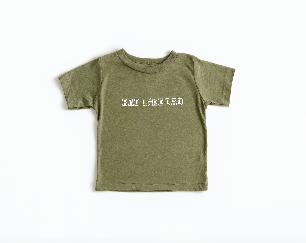 Rad Like Dad Graphic Kids Tee – Minimalist Cotton Short Sleeve