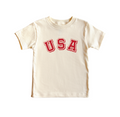 Kids USA Retro Varsity 4th of July Patriotic Cotton Tee