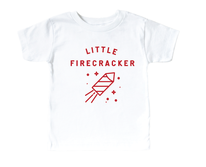 Little Firecracker patriotic graphic t-shirt for kids