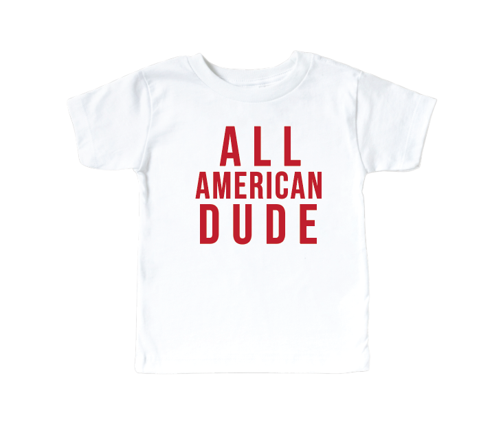 All American Dude T-Shirt - Natural/White Patriotic Graphic Tee
