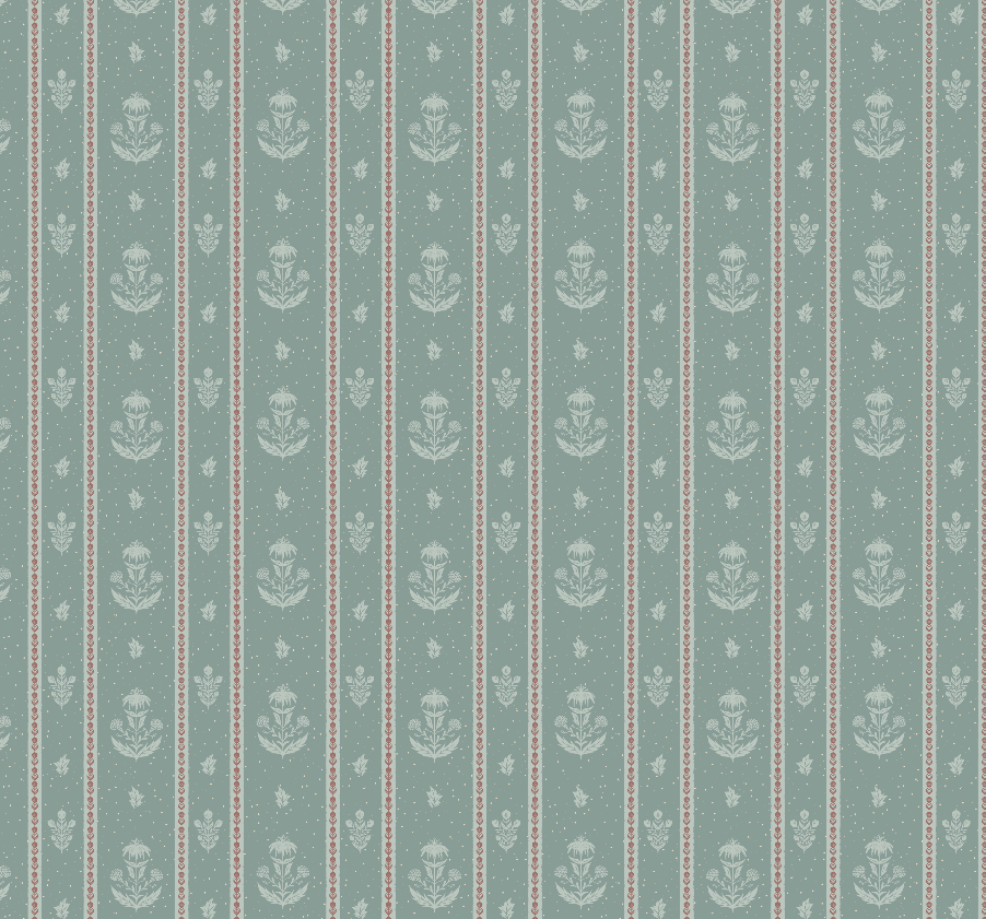 Cordelia Floral Removable Wallpaper in Green, Cream, Brown & Blue