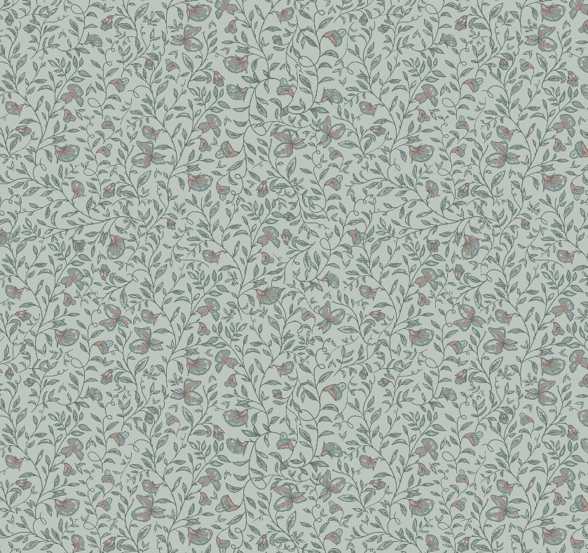 Edelweiss Botanical Removable Wallpaper in Sage-Green & Pale-Pink