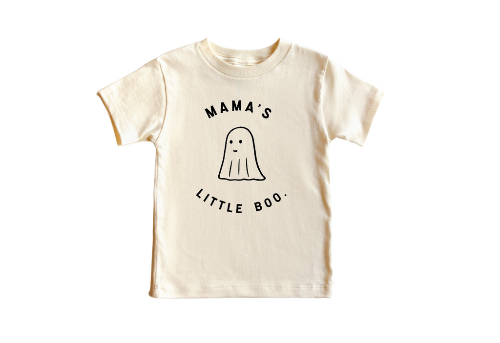 Mama's Little Boo Crew Kids Graphic Tee in Black and Cream