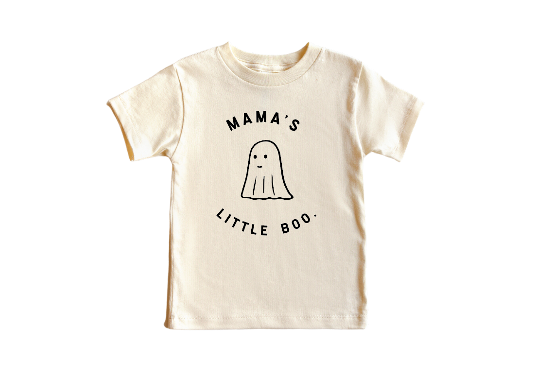 Mama's Little Boo Crew Kids Graphic Tee in Black and Cream