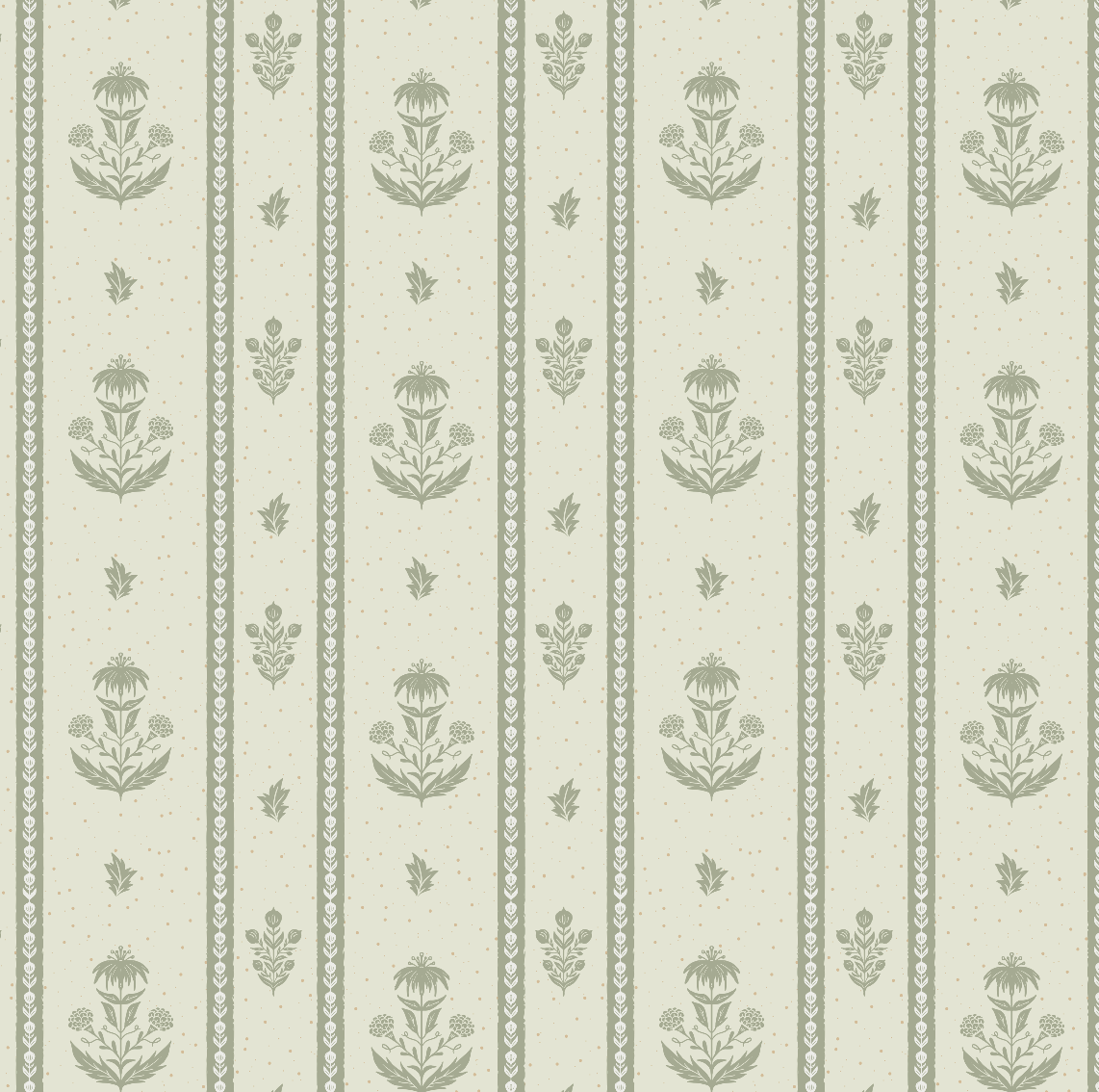 Cordelia Floral Removable Wallpaper in Green, Cream, Brown & Blue