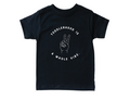 Minimalist toddler t-shirt in solid black or white.