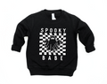 Spooky Babe knit pullover in black and white minimalist style for kids
