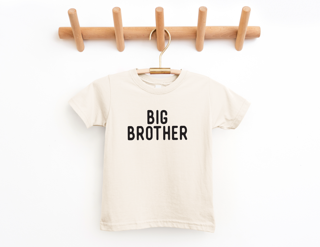 Big Brother cotton t-shirt in beige and black minimalist design