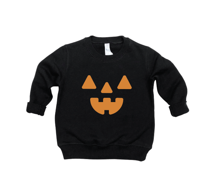 Cozy Jack-O-Lantern knit pullover sweatshirt in black and orange