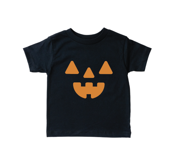 Unisex Jack-O-Lantern graphic t-shirt available in black, cream, white, and orange