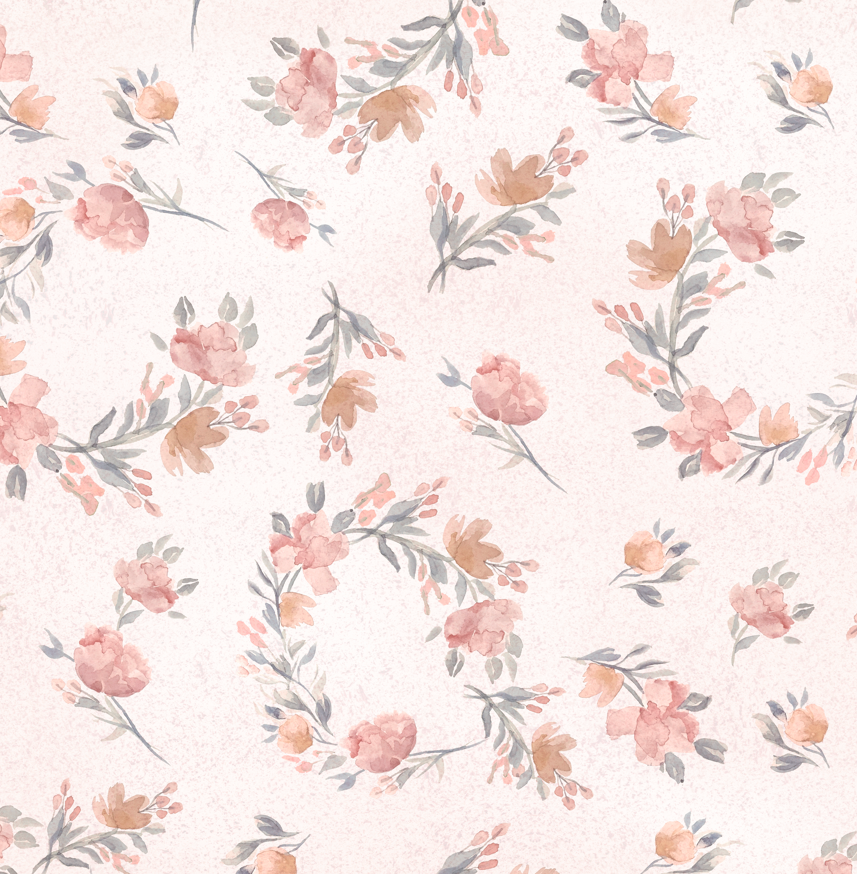Portia Floral Cottagecore Wallpaper - Pink, Cream & Muted-Green