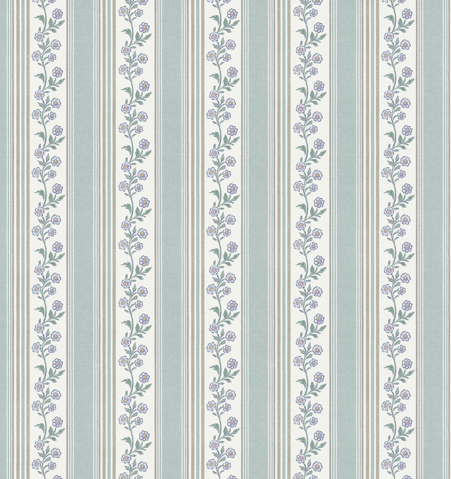 Auggie Striped Wallpaper in Pink, Cream, and Sage-Green