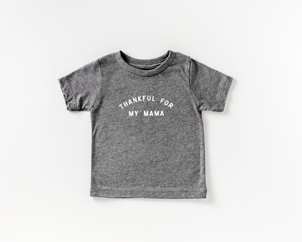 Thankful for my Mama Kids Tee - Minimalist Fall Unisex Cotton Shirt