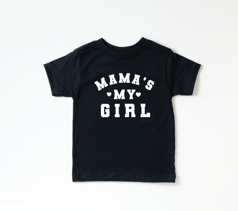 Kids black and white Mama's My Girl crew neck t-shirt