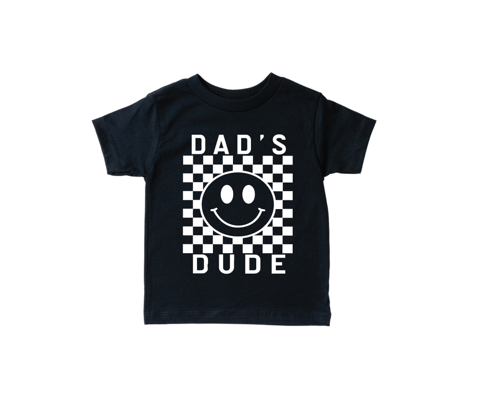 Dad's Dude Checkered Tee - Ringspun Cotton Kids Crew Neck