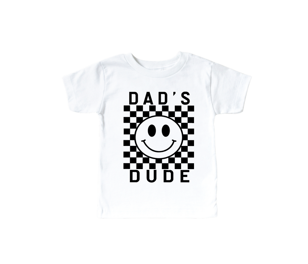 Dad's Dude Checkered Tee - Ringspun Cotton Kids Crew Neck