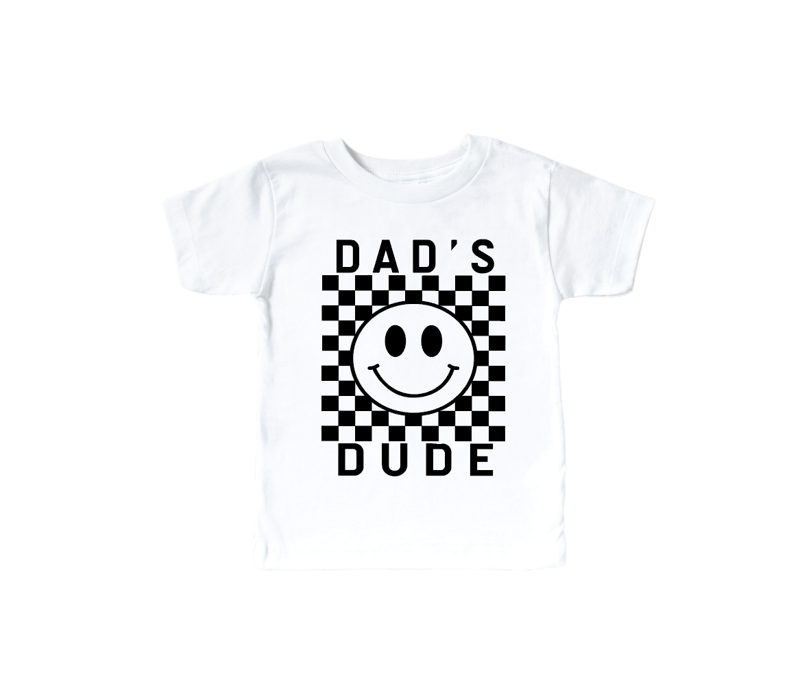 Dad's Dude Checkered Tee - Ringspun Cotton Kids Crew Neck