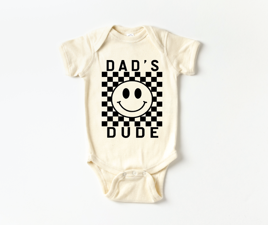 Dad's Dude Checkered Onesie - Soft Cotton Baby Bodysuit