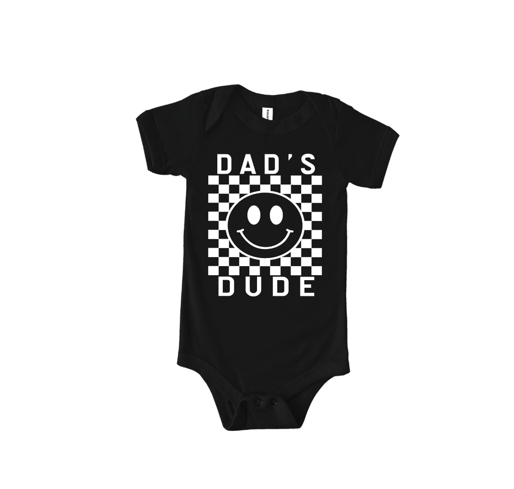 Dad's Dude Checkered Onesie - Soft Cotton Baby Bodysuit