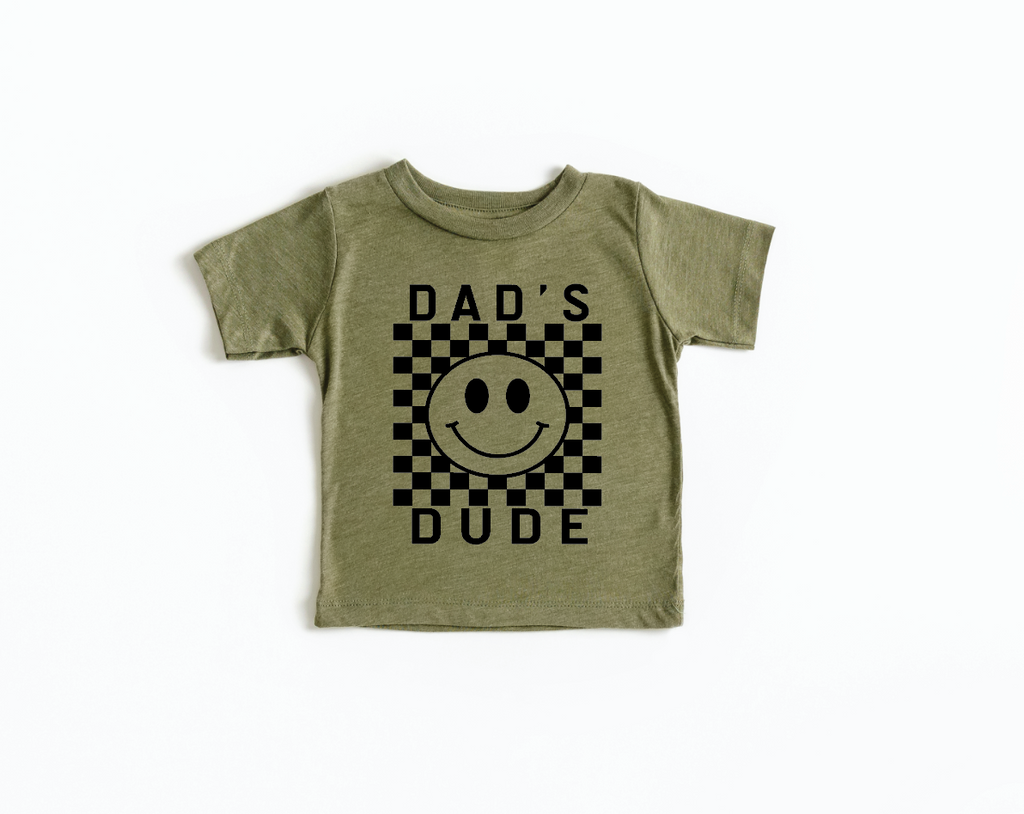 Dad's Dude Checkered Tee - Ringspun Cotton Kids Crew Neck