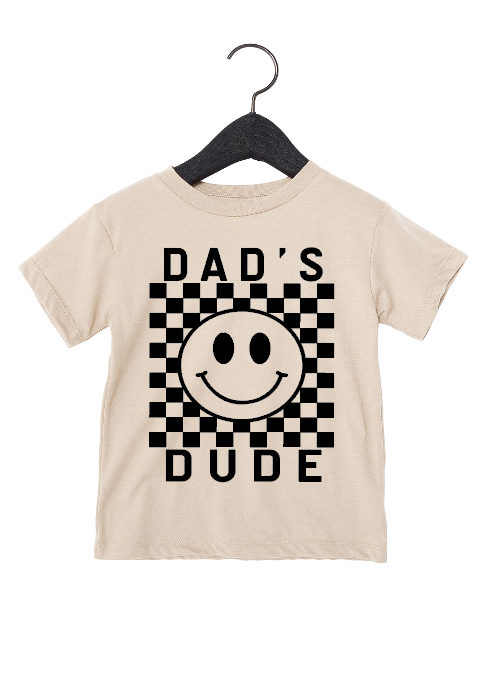 Dad's Dude Checkered Tee - Ringspun Cotton Kids Crew Neck