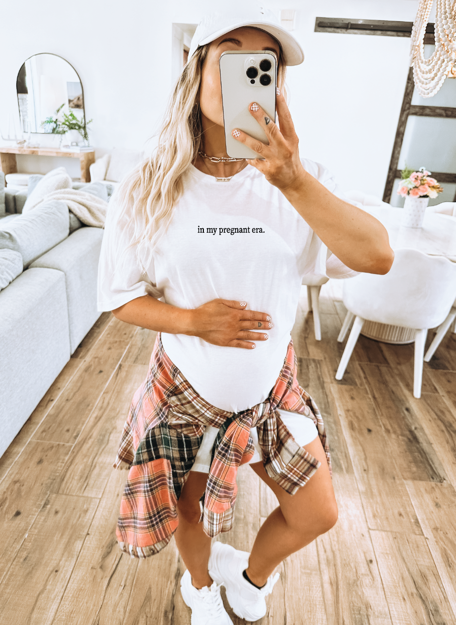 In My Pregnant Era Minimalist Graphic Tee for Expecting Moms