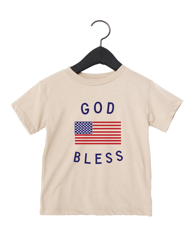 Kids patriotic God Bless the USA graphic tee in white