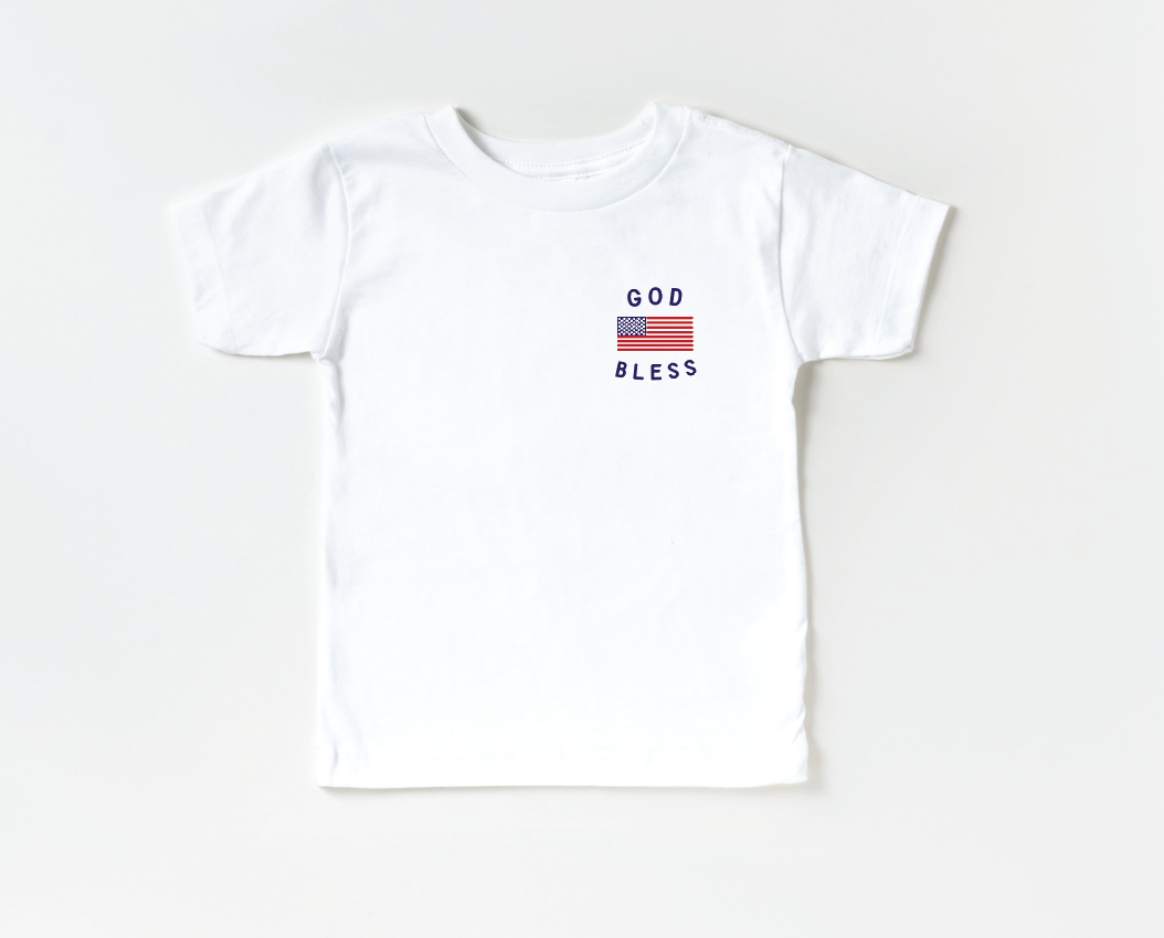 Classic God Bless the USA pocket graphic tee in white