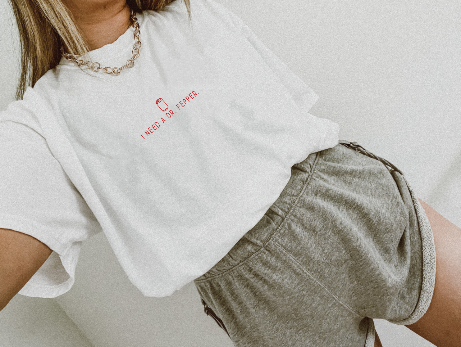 Dr. Pepper inspired graphic tee in red on white cotton