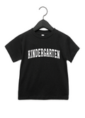 Close up of Kindergarten Varsity screen-printed cotton tee