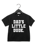 Dad's Little Dude varsity style graphic tee in black
